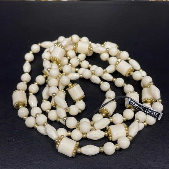 Jewelry - 54 inches vintage long white lucite necklace